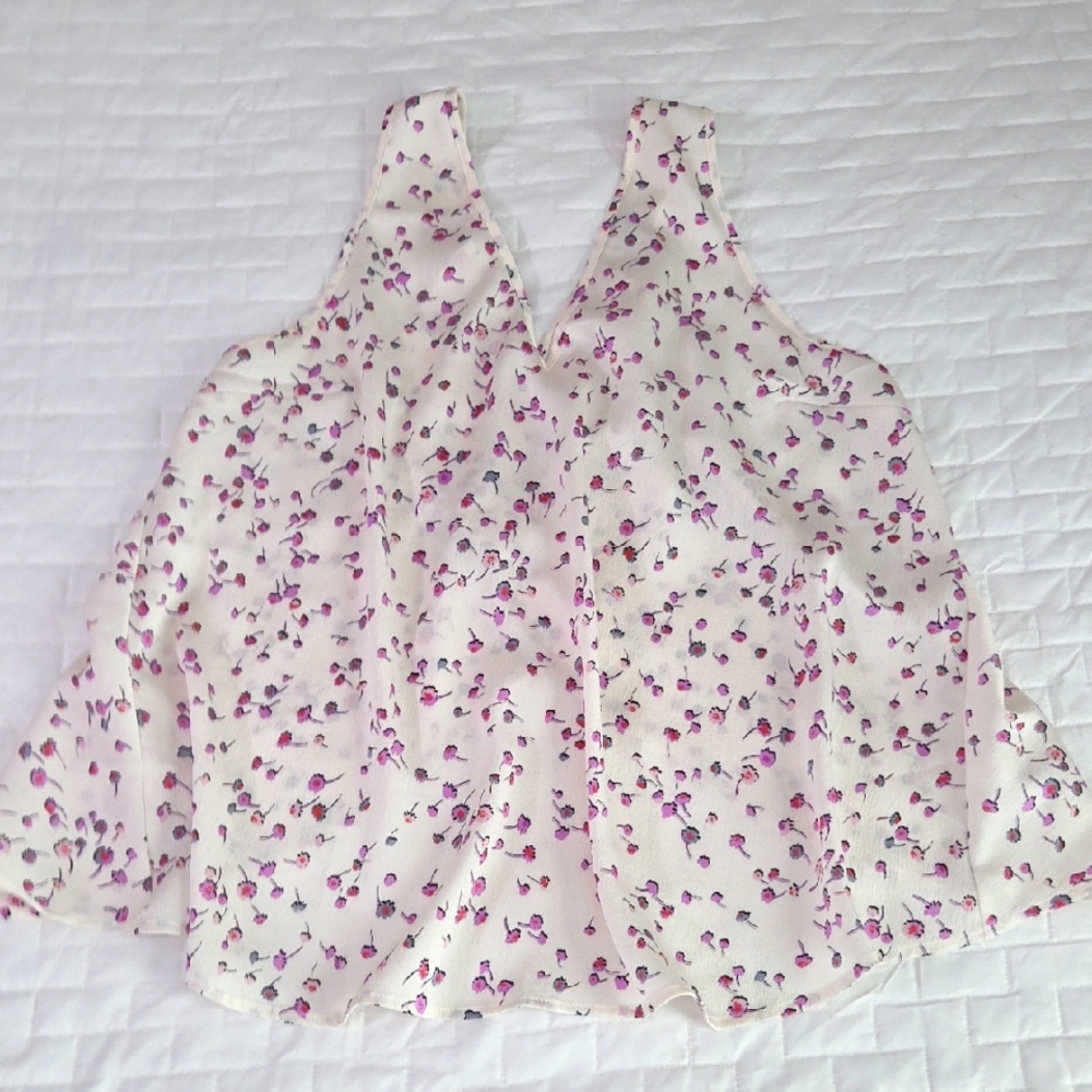 Express White and Purple Floral Top